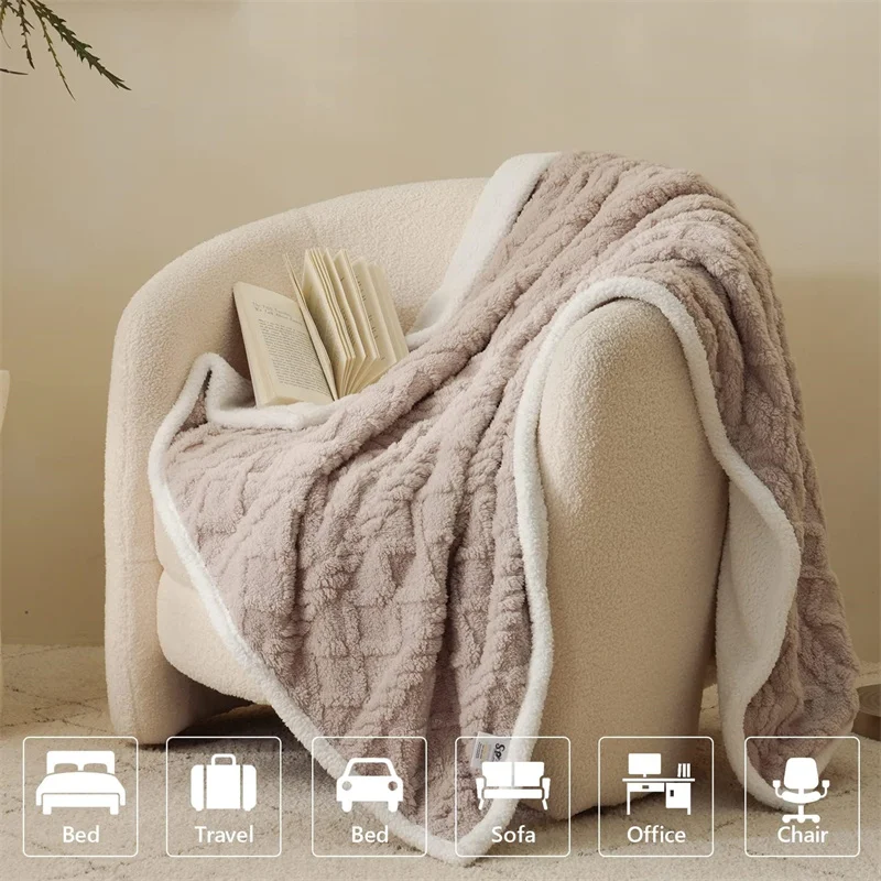 Premium Sherpa Double Layer Blanket Soft Reversible Fleece Warm Thick Throw Blanket for Bed, Couch Cozy All-Season Home Decor