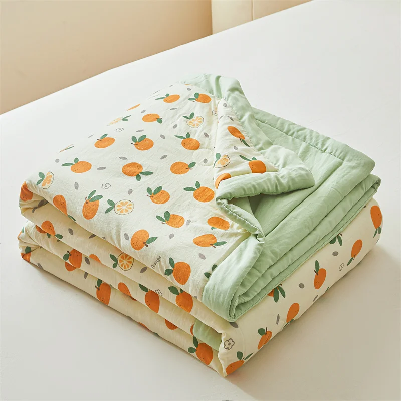 100% Cotton Inside and Outside Summer Quilt Lightweight Ultra Soft Thin Quilt Air Conditioning Quilts Pure Cotton Blanket Ins