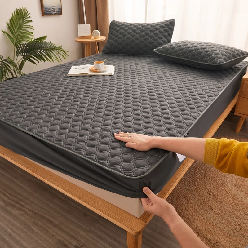 WASART Thicken quilted mattress protector cover couple luxury double bed elastic fitted sheet style 150x190 bed protection pad