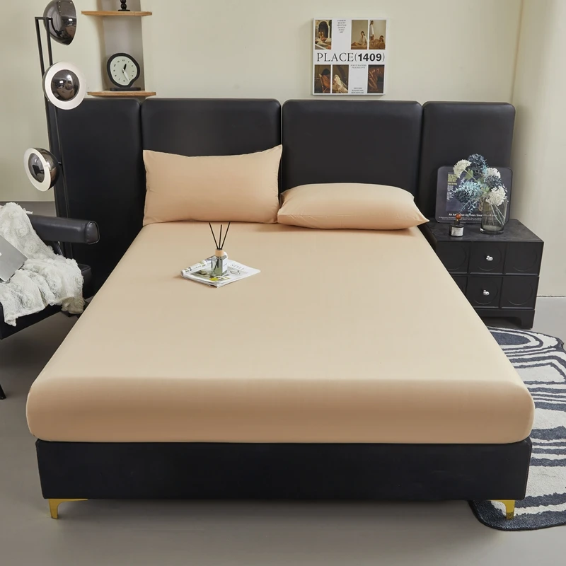 WASART Cotton bed sheet elastic fitted sheet mattress protector cover couple bed linen 180x200 luxury bedding queen king size