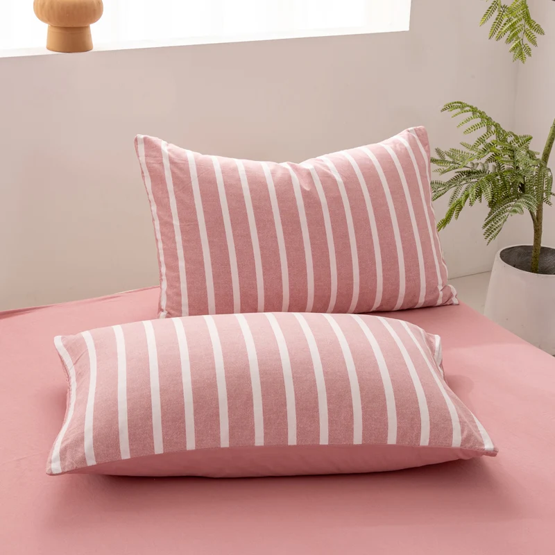 WASART Pink striped bedding four-piece set duvet cover bed sheet with pillowcase 220x240 queen king size four seasons universal