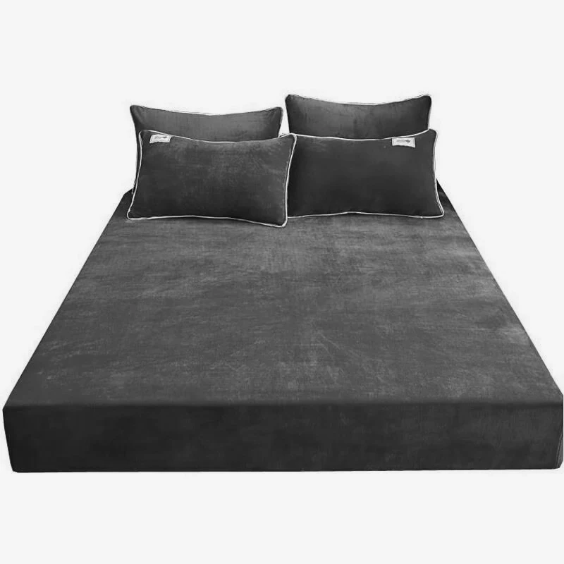 WASART Winter warm coral fleece fitted sheet elastic mattress protector cover couple 2 people luxury double bed bedsheet 150/180