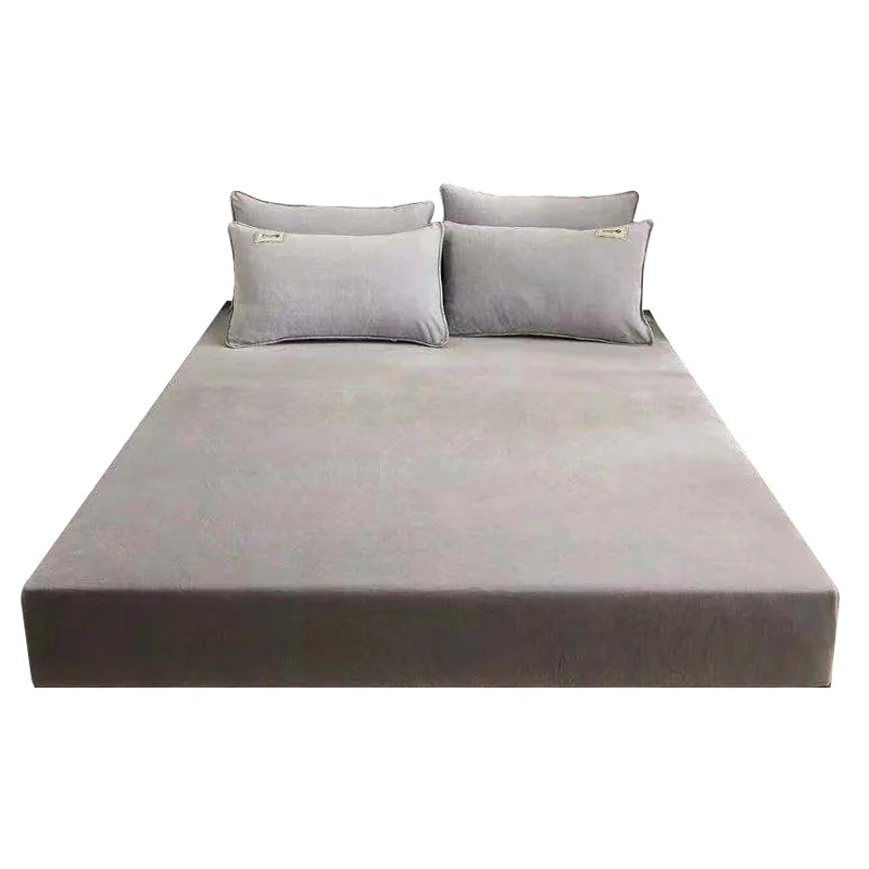 WASART Winter warm coral fleece fitted sheet elastic mattress protector cover couple 2 people luxury double bed bedsheet 150/180