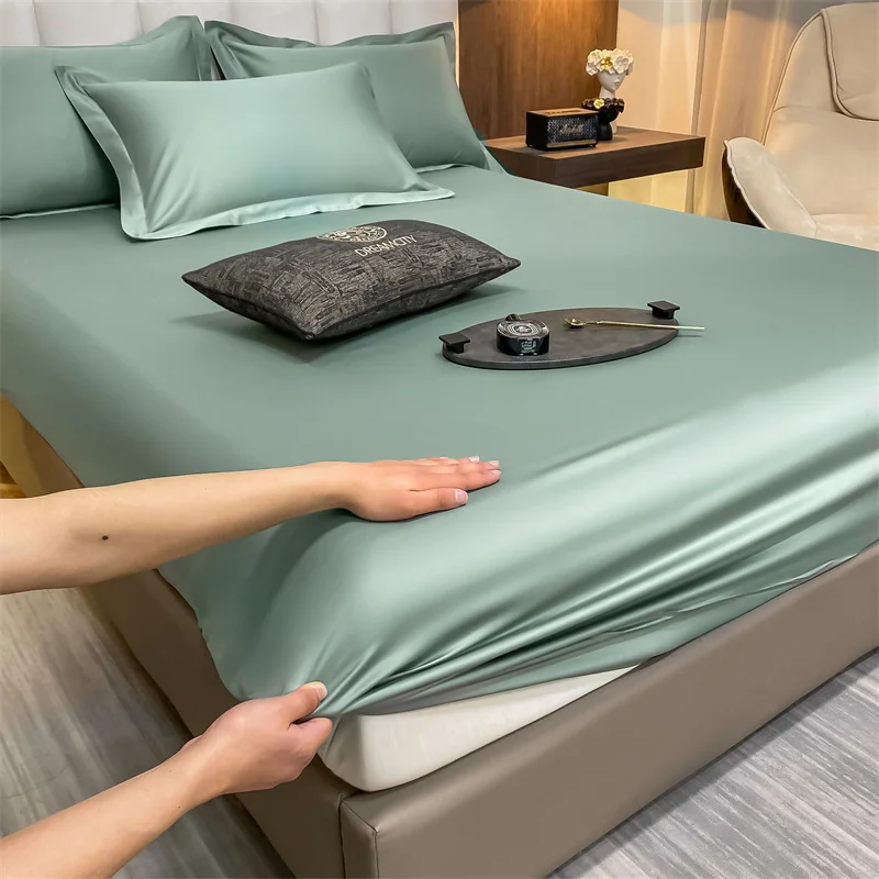 Soft Luxury Egyptian Cotton 400TC Fitted Bed Sheet with Elastic Bands Mattress Cover Non Slip Machine Washable 140/160/180/200cm