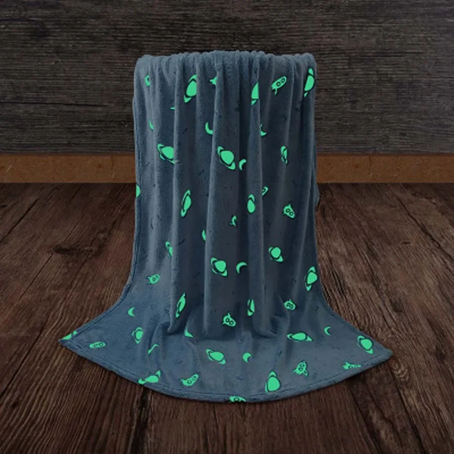 WASART Soft flannel glow in the dark blanket child gift winter warm velvet fleece magic throw blanket for bed sofa bedspread