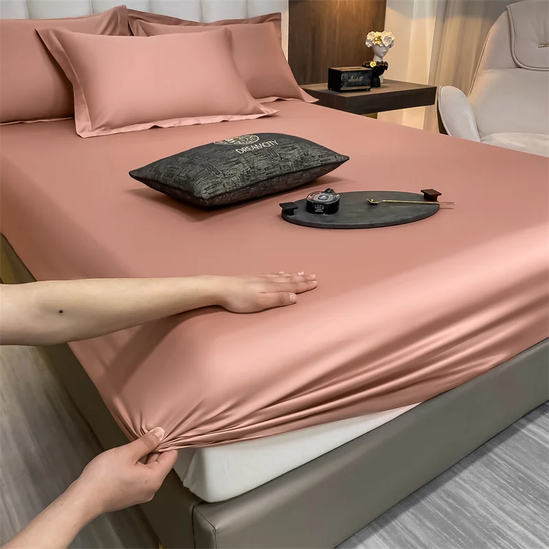 Soft Luxury Egyptian Cotton 400TC Fitted Bed Sheet with Elastic Bands Mattress Cover Non Slip Machine Washable 140/160/180/200cm