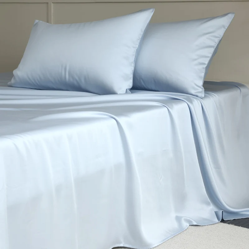 100% Mulberry Silk Bed Sheets Set Luxury Smooth Ultra Soft Bedding Sets with Fitted Sheet Flat Sheet Pillowcase for All Season