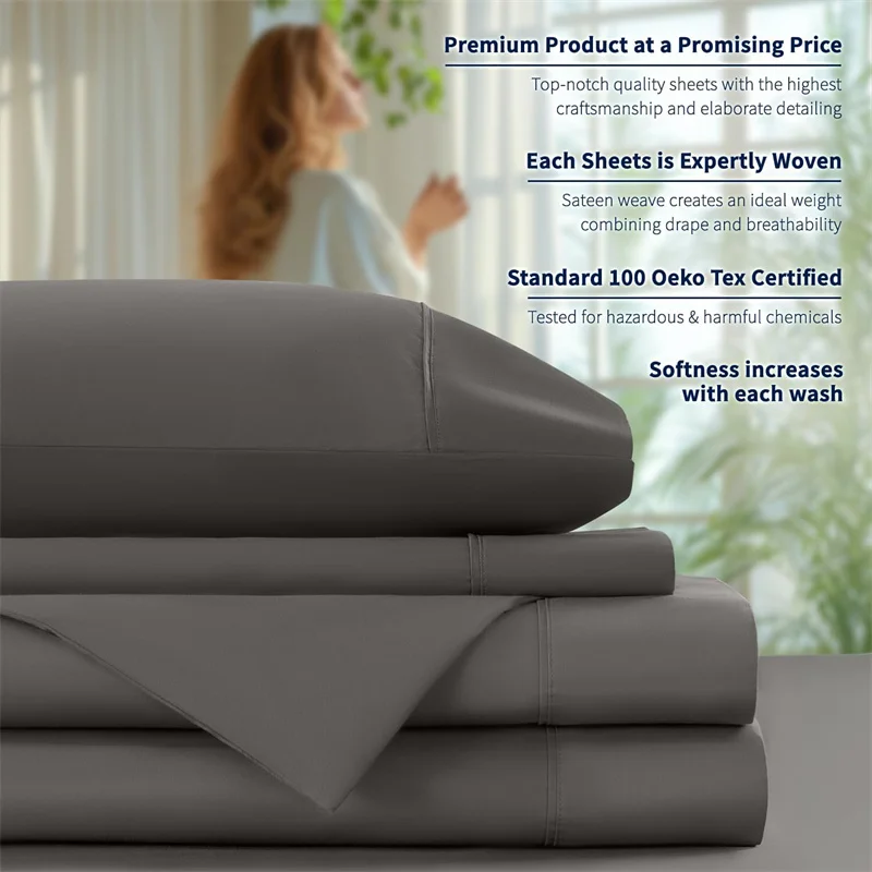 Organic Egyptian Cotton Bedding Set with Duvet Cover Bed Sheet Pillowcase Luxury 800 Thread Count Bedsheet 5-Star Hotel Quality