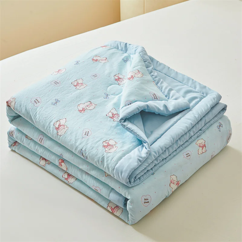 100% Cotton Inside and Outside Summer Quilt Lightweight Ultra Soft Thin Quilt Air Conditioning Quilts Pure Cotton Blanket Ins