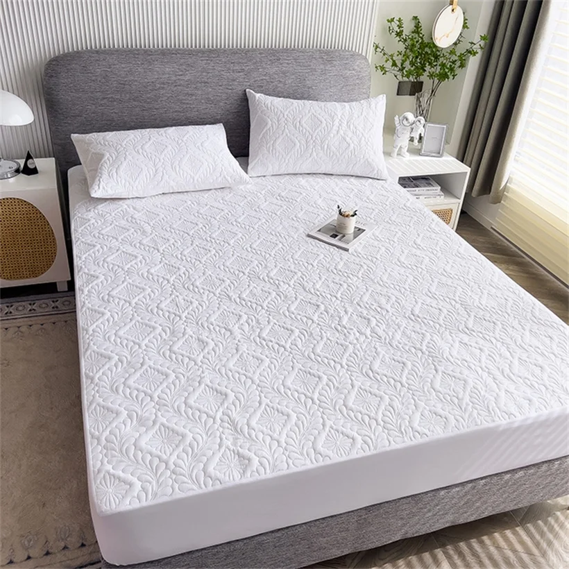 3pcs Set Waterproof Mattress Cover and Pillowcase, 100% Waterproof Mattress Protector, Non-Slip Adjustable Anti-Mite Bedding Set