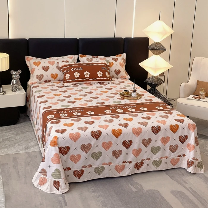 Egyptian Cotton Brushed Flat Bed Sheet Luxury Bed Cover Euro Style Thicken Soft Bed Linens Double Queen King Size(No Pillowcase)