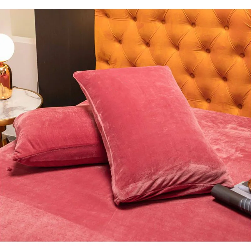 WASART Winter warm coral fleece fitted sheet elastic mattress protector cover couple 2 people luxury double bed bedsheet 150/180