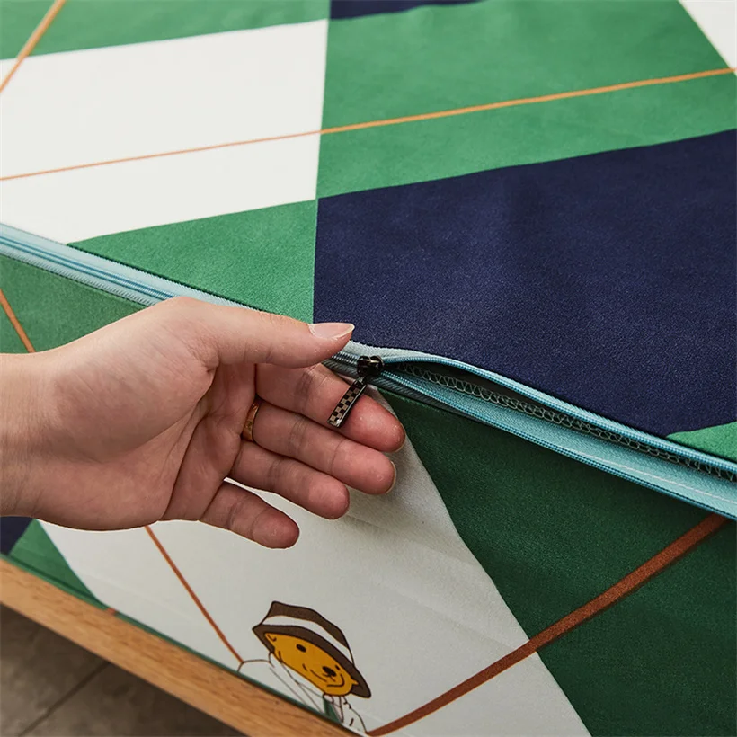 Fitted Sheet Waterproof Six-Sided With Zipper Mattress Cover Cartoon Printed Bed Cover Deep Pocket for 10/15/20/25cm Bedspreads