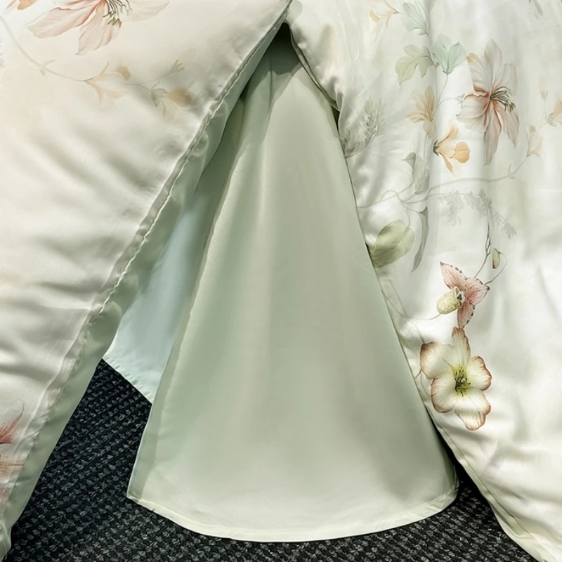 Luxury Organic Bamboo Silky Bed linens Bedding Set Vintage Flat Bed Sheet Double Queen King Duvet Cover Pillowcases Rural Style