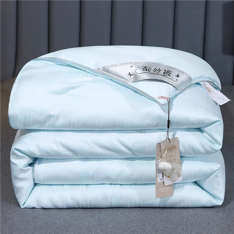 Mulberry Silk Quilt for All Season, 100% Cotton Shell Natural Silk Comforter, Breathable Comfortable Luxury Blanket Quilts Duvet