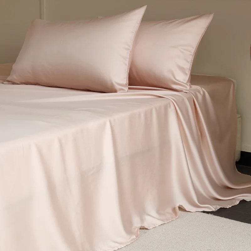 100% Mulberry Silk Bed Sheets Set Luxury Smooth Ultra Soft Bedding Sets with Fitted Sheet Flat Sheet Pillowcase for All Season