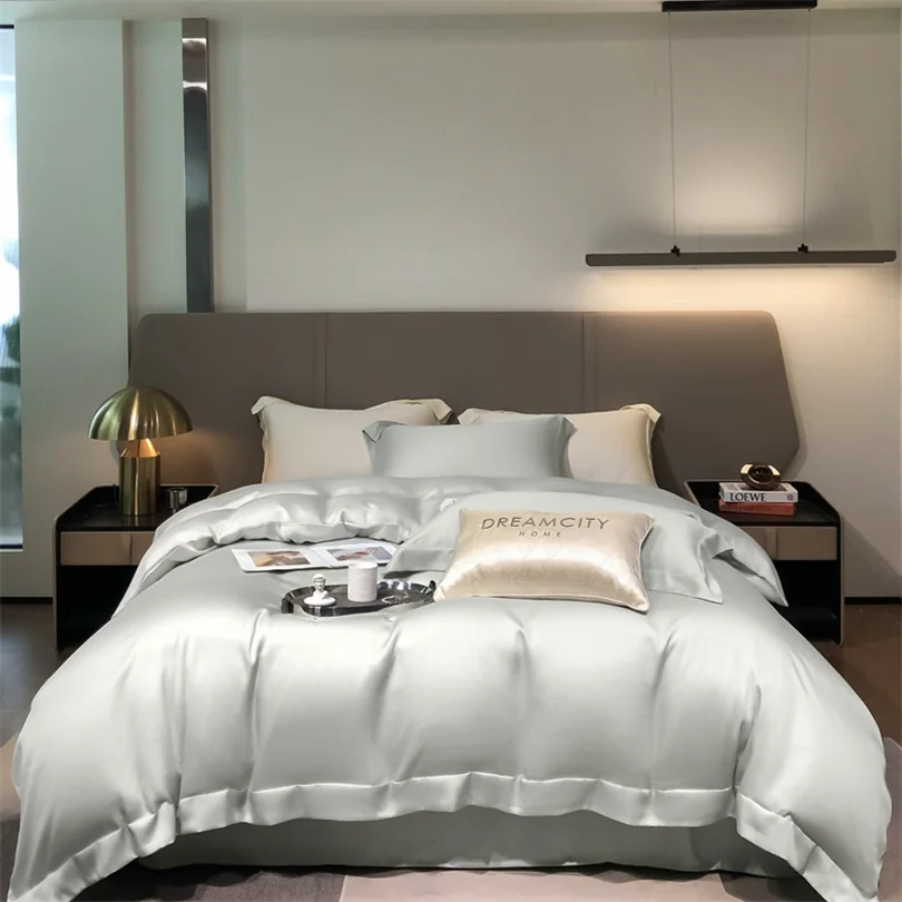 100% Organic Bamboo Bedding Set with Duvet Cover Fitted/Flat Sheet Pillowcase Luxury Silky Bedsheet Bed Linens Queen King Size