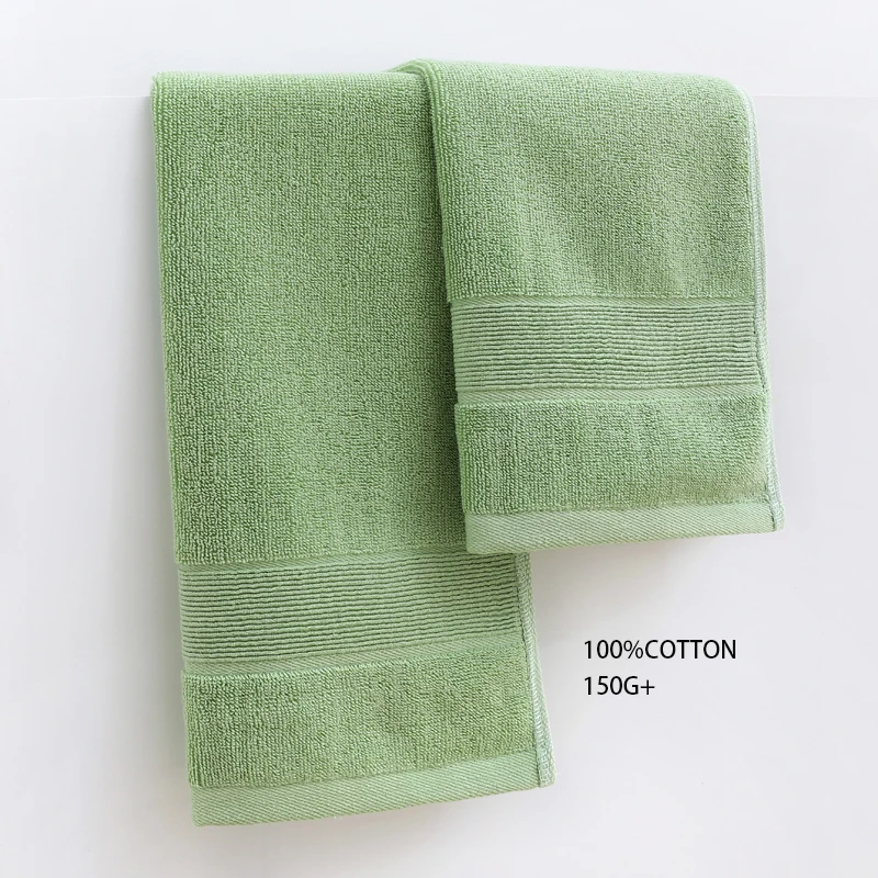 Battilo Cotton Bath Towel Soft Absorbent Face Hand Towels Luxury Hotel Spa Bathroom Towel Solid Beach Towel 2Pcs Bath Towel Set