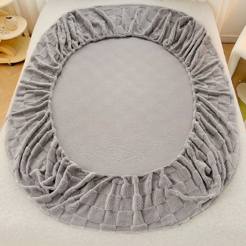 Winter Warm Fitted Bed Sheet Taff Velvet Fleece Bed Linen Single/Double/King/Queen Size Plush Mattress Cover Thick Bed Cover