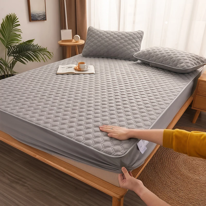 WASART Thicken quilted mattress protector cover couple luxury double bed elastic fitted sheet style 150x190 bed protection pad