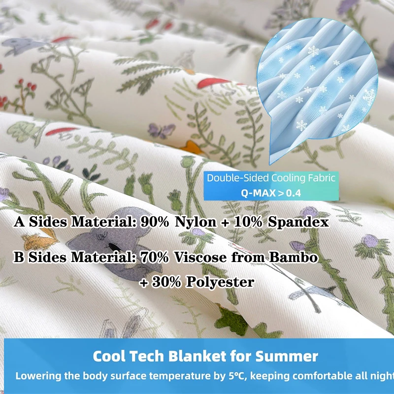 Fashion Cooling Blanket for Bed Silky Air Condition Lightweight Cooled Summer Quilt with Nylon Bamboo Fabric Cooling Comforter