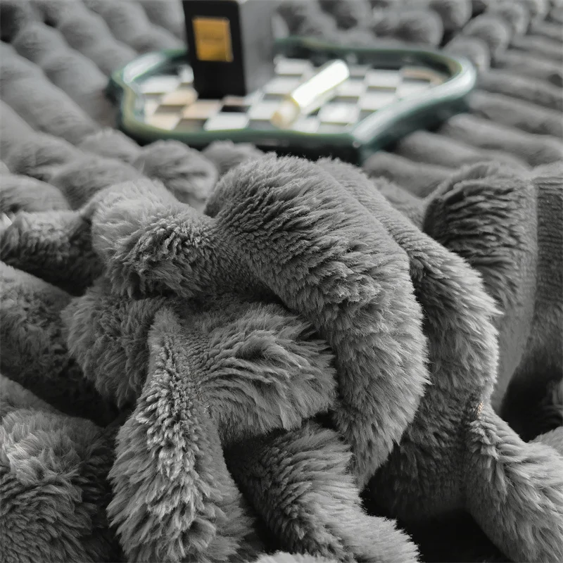 WASART Soft warm Imitation fur blanket winter fluffy rabbit plush large bedspread sofa throw coral fleece bed blanket home decor