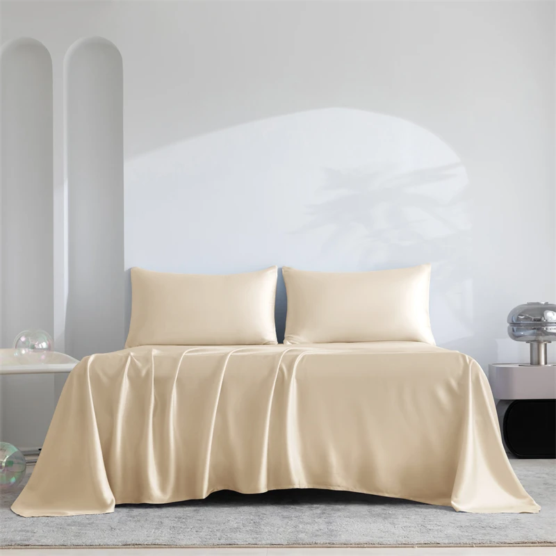 100% Silk 1pc Flat Bed Sheet Luxury Natural Mulberry Silk Bedding Flat Top Sheet Customized Any Size Bedsheet Smooth Bed Linen