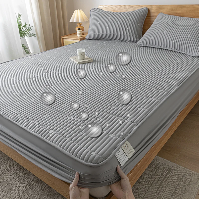 Waterproof Thicken Mattress Pad Protector Embroidered Breathable Fitted Sheet Bed Cover Durable Skin-friendly 140/160/180x200