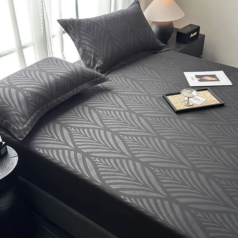 WASART Geometry Print Mattress Protector Elastic Fitted Bed Sheet Cover Luxury Double Bed Hypoallergenic Soft Breathable Bedding