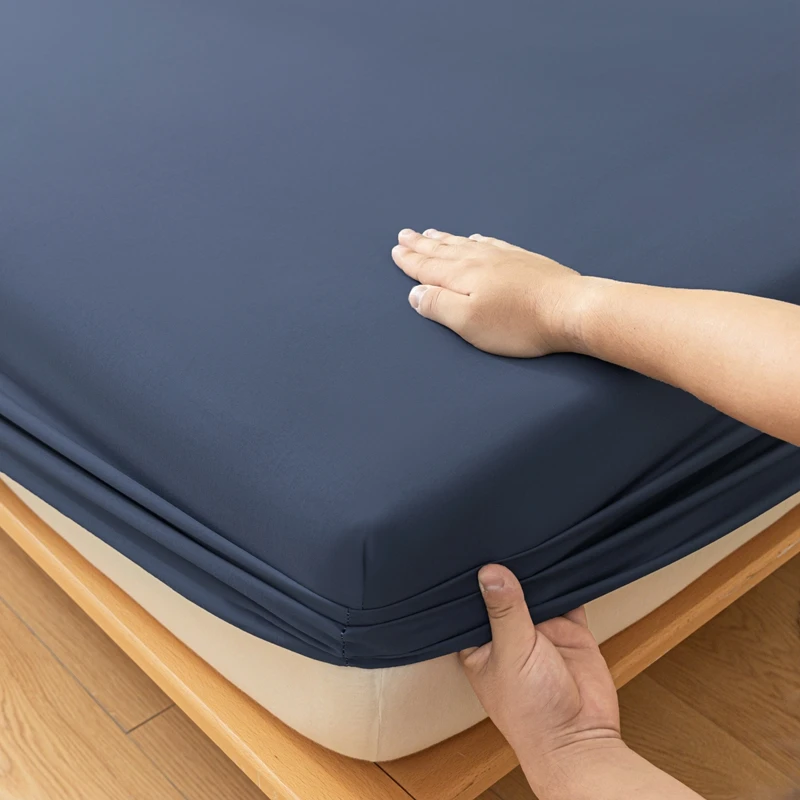 WASART Elastic Fitted Sheet Mattress Protector Solid Color Queen King Size Bed Cover Hypoallergenic Breathable Bedsheet 150x200