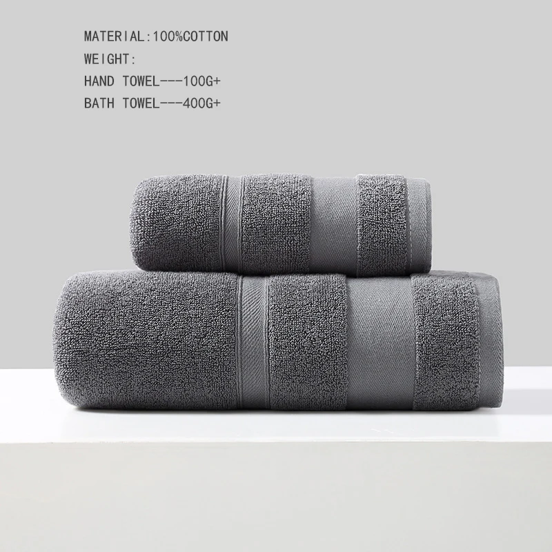 Battilo Cotton Bath Towel Soft Absorbent Face Hand Towels Luxury Hotel Spa Bathroom Towel Solid Beach Towel 2Pcs Bath Towel Set