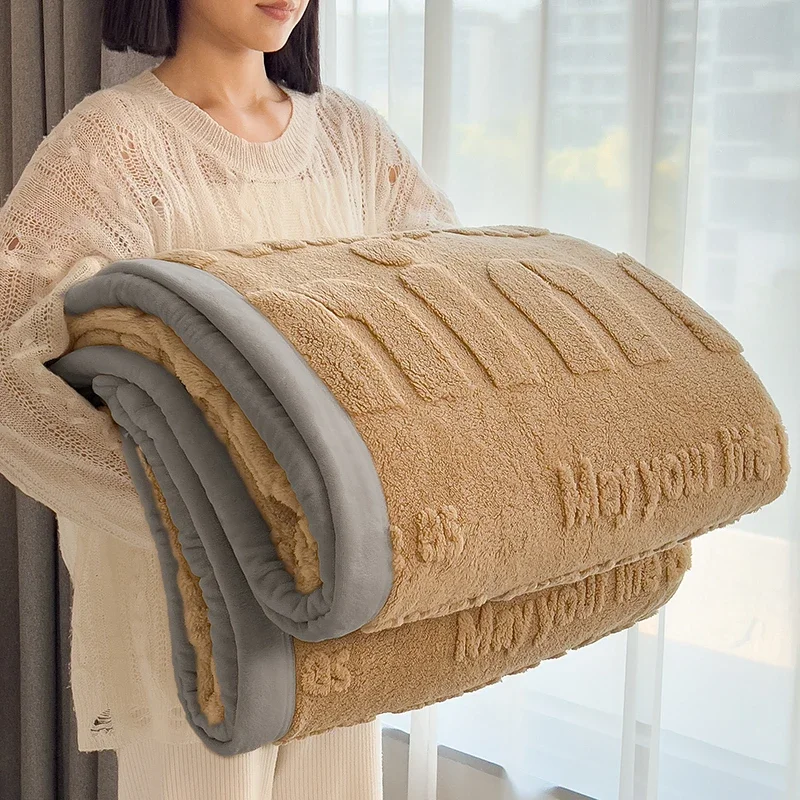 WASART Soft fluffy coral fleece blanket for bed min jacquard autumn winter warm sofa throw blanket thermal bed sheet extra large