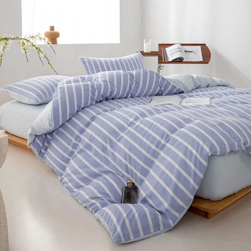WASART Pink striped bedding four-piece set duvet cover bed sheet with pillowcase 220x240 queen king size four seasons universal