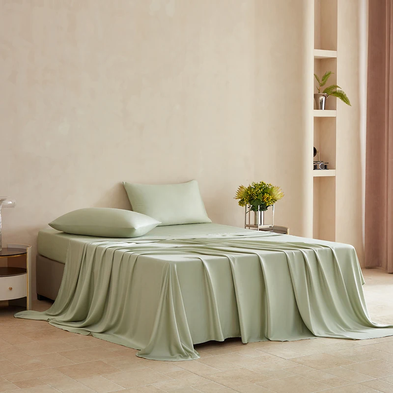 100% Mulberry Silk Bed Sheets Set Luxury Smooth Ultra Soft Bedding Sets with Fitted Sheet Flat Sheet Pillowcase for All Season