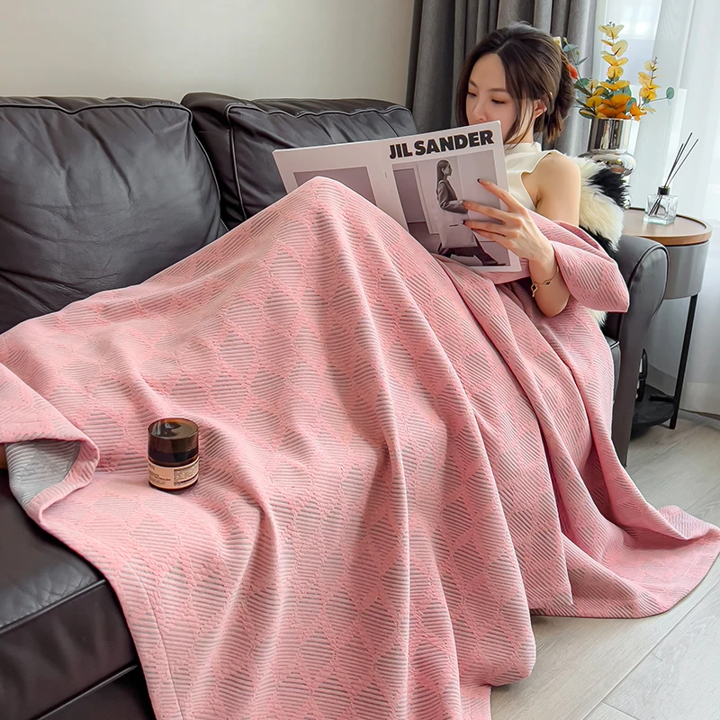 Pure Cotton Throw Blanket Soft Muslin Throws Blankets for Couch, Sofa, Bed Luxury Lightweight Boho Large Summer Blanket Quilt