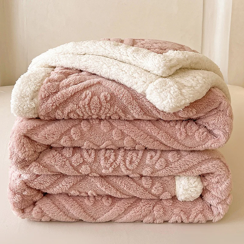 Double Layer Carved Velvet Warm Autumn Winter Blanket for Bed Soft Fluffy Sofa Blankets Cozy Plush Fleece Sofa Cover Blanket Nap