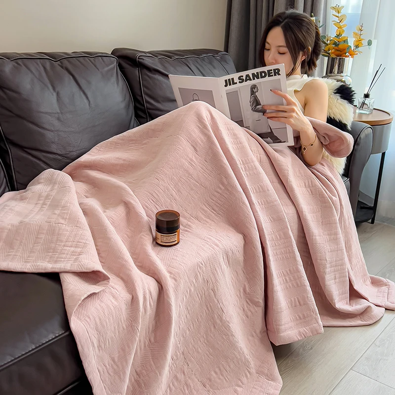 Pure Cotton Throw Blanket Soft Muslin Throws Blankets for Couch, Sofa, Bed Luxury Lightweight Boho Large Summer Blanket Quilt