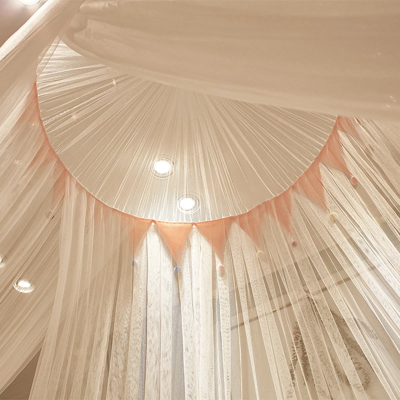 Battilo Bed Canopy Bed Curtain Mosquito Net Anti-mosquito Round Dome Hanging Indoor Castle Play Tent Kid Room Canopy for Big Bed