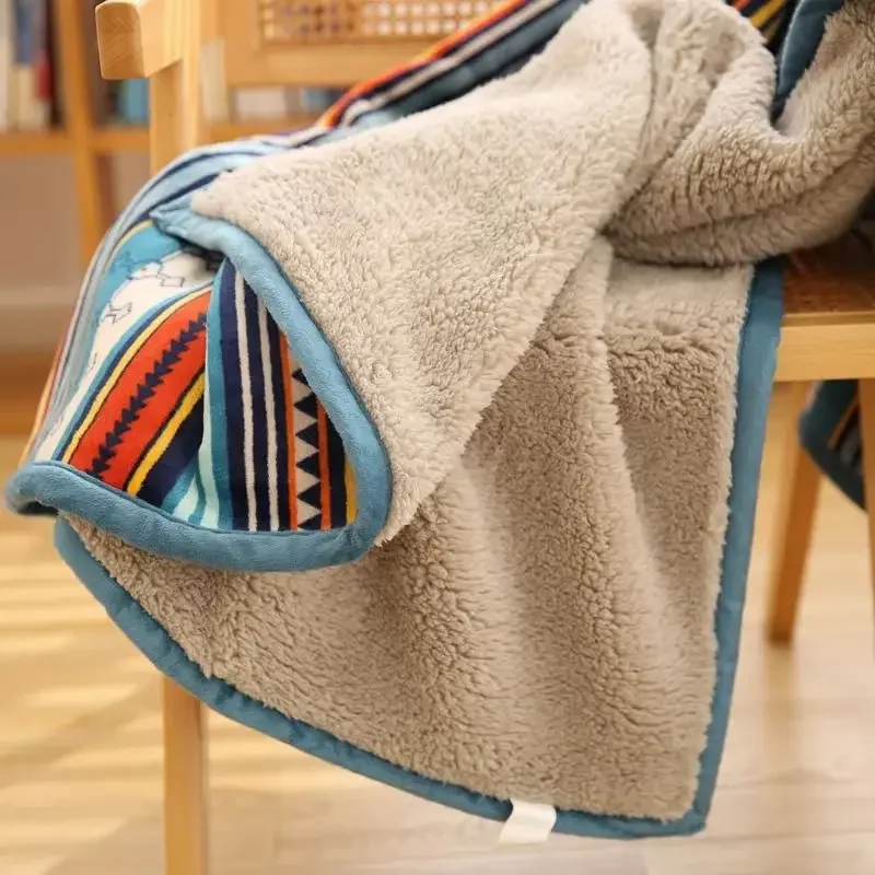 WASART Soft fluffy flannel throw blanket bohemia ethnic styl warm nap knee blanket winter coral fleece thermal small thick quilt