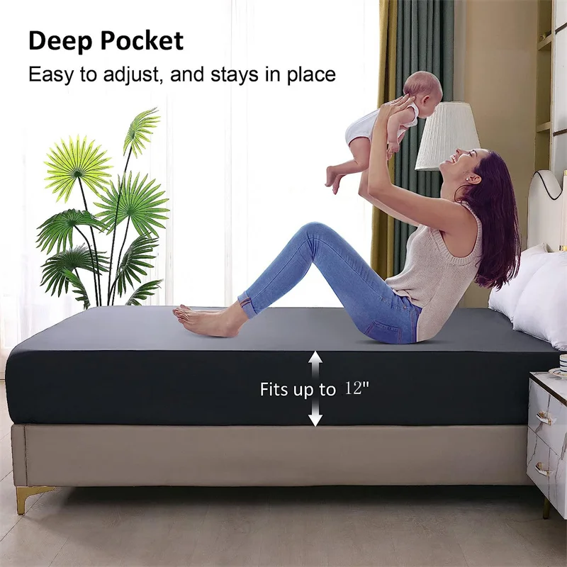 Waterproof Mattress Protector Breathable Smooth Mattress Cover Anti-mite Bed Cover Twin Queen King Size Bed Elastic Fitted Sheet