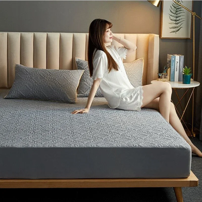 WASART Waterproof mattress protector cover elastic fitted sheet style bed protection pad single double queen king size 90/180