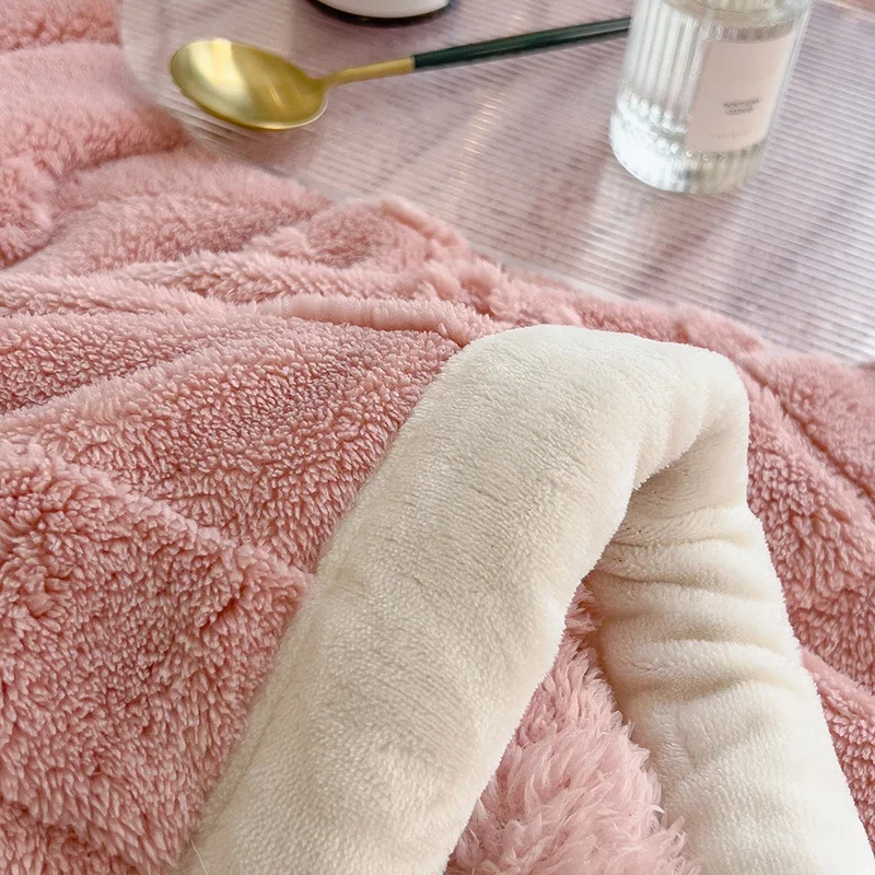 WASART Soft fluffy coral fleece blanket for bed min jacquard autumn winter warm sofa throw blanket thermal bed sheet extra large