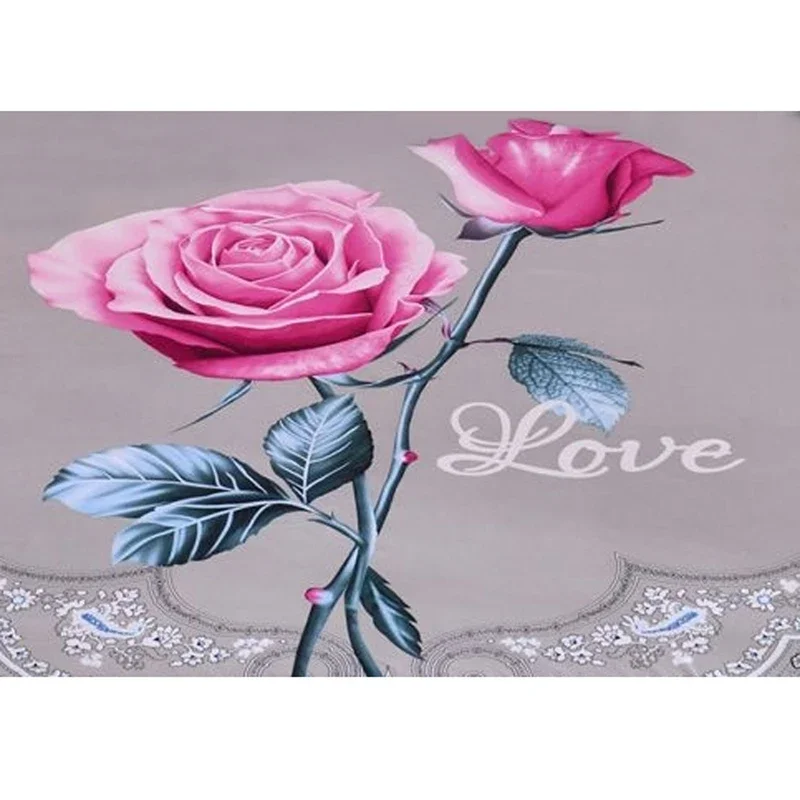 WASART Pink rose flower printed bed skirt couple wedding bedspread 150/180 bed linens 2 people luxury double bed sheet king size