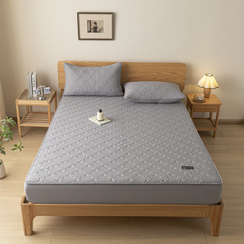WASART Waterproof Quilted Mattress Protector Cover Elastic Fitted Sheet Style Couple Bed Protection Pad King Size Hypoallergenic