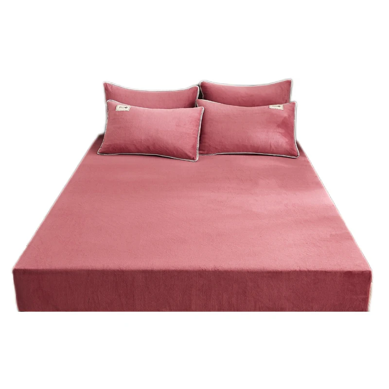 WASART Winter warm coral fleece fitted sheet elastic mattress protector cover couple 2 people luxury double bed bedsheet 150/180