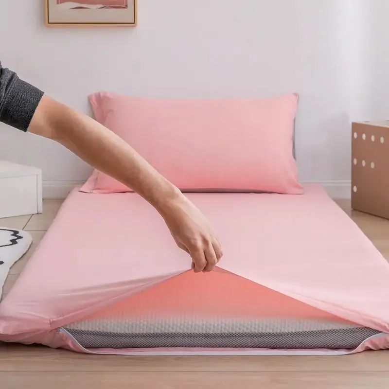 WASART 360° fully enclosed with zipper mattress protector cover couple/student single double bed sheet protection pad king size
