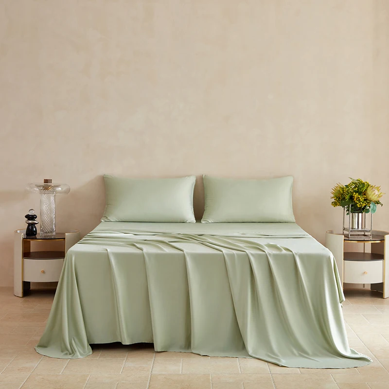 100% Mulberry Silk Bed Sheets Set Luxury Smooth Ultra Soft Bedding Sets with Fitted Sheet Flat Sheet Pillowcase for All Season