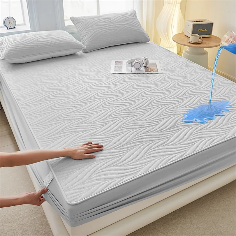 Waterproof 3D Air Fabric Thick Mattress Cover, 100% Waterproof Mattress Pad Protector, Ultra Soft Breathable Fitted Bed Sheet