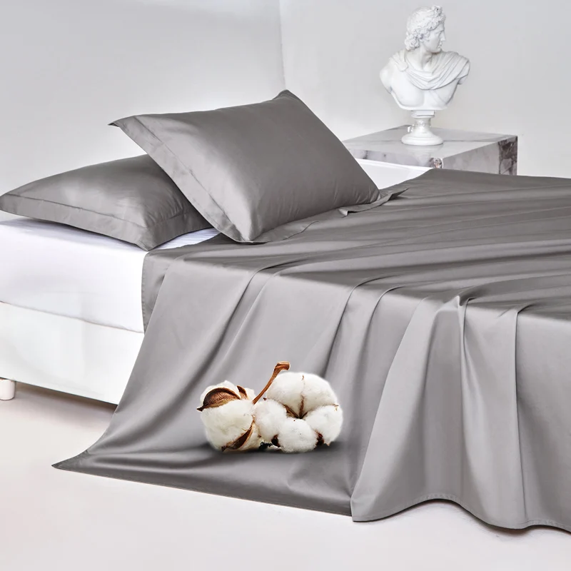 Egyptian Cotton Bed Flat Sheet, 1PC 800 Thread Count Top Sheets for Single Double King Queen Bed, Luxury Soft Bedsheet Bed Linen