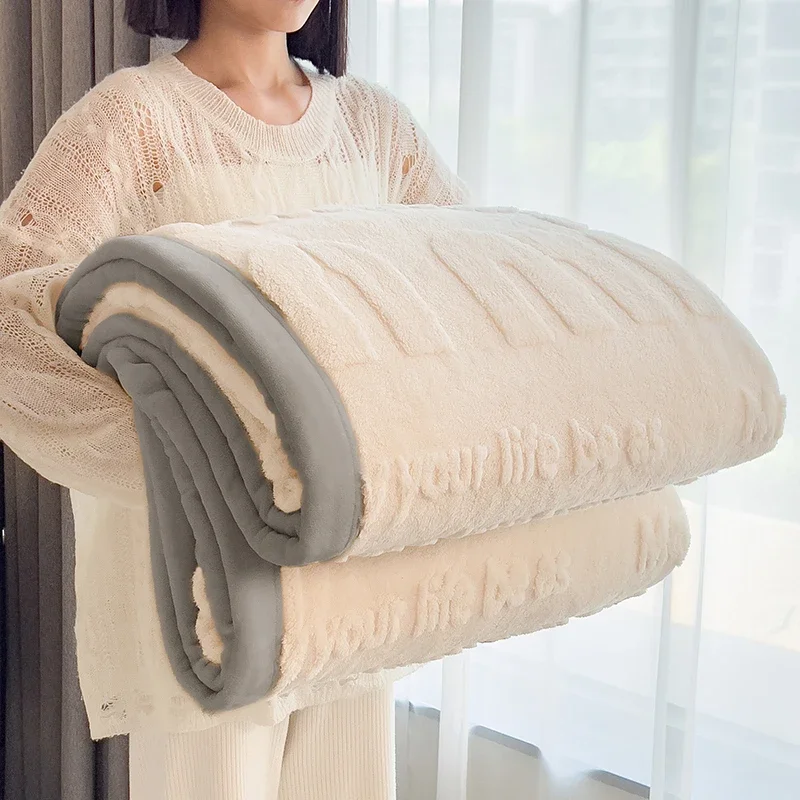 WASART Soft fluffy coral fleece blanket for bed min jacquard autumn winter warm sofa throw blanket thermal bed sheet extra large
